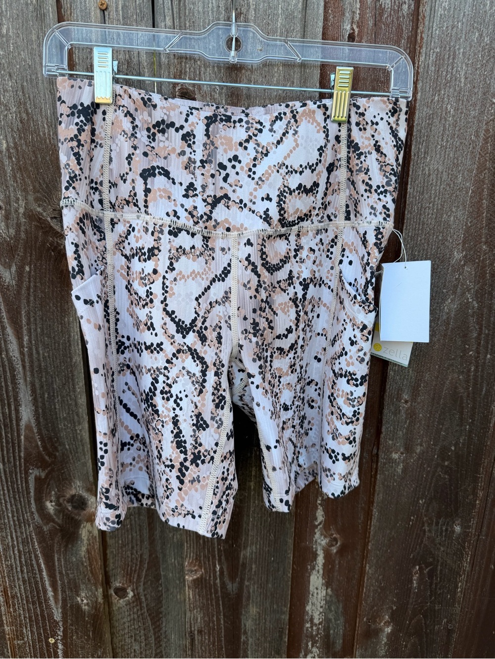 NWT Zella Pink & Black Animal Print High-Rise Bike Shorts